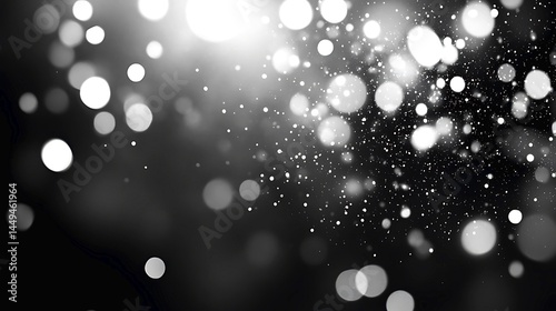 Abstract Black and White Bokeh Background Festive Sparkling Lights Design Art Gray Glow Blur Dark   