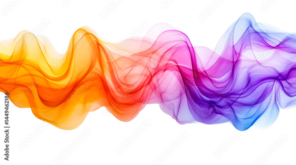 Fototapeta premium Abstract colorful flowing smoke or waves design, cut out transparent