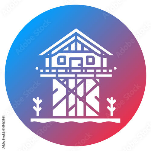 Stilt House Vector Icon