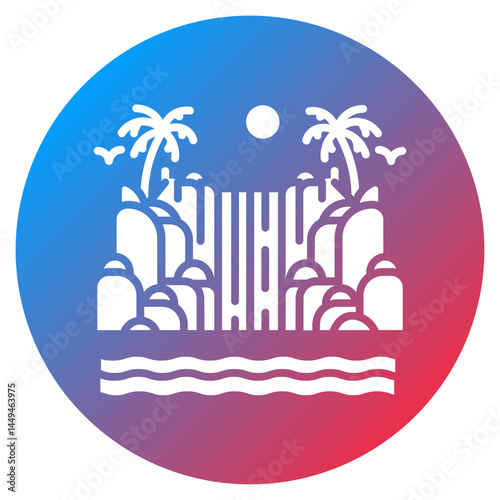 Waterfall into Sea Vector Icon