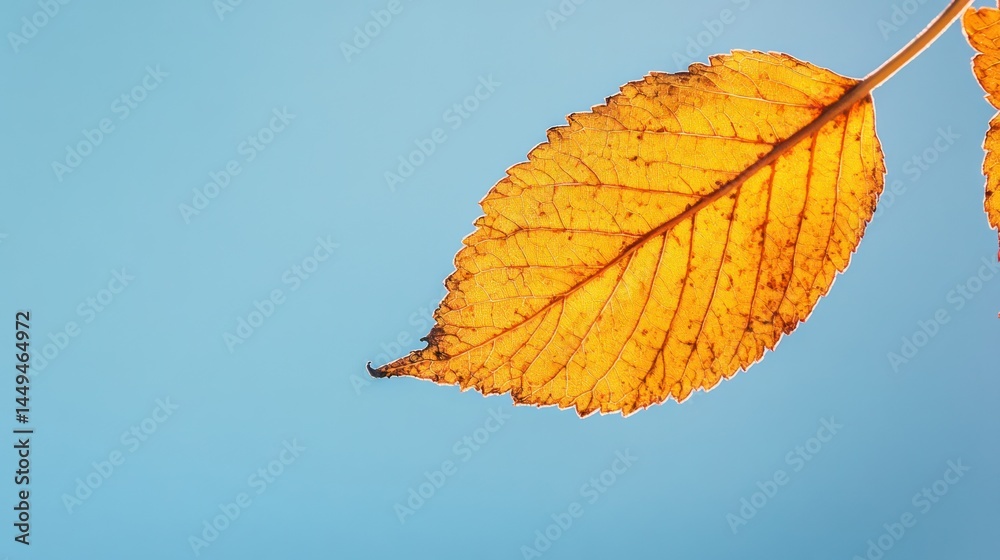 Obraz premium A close up of a vibrant golden autumn leaf