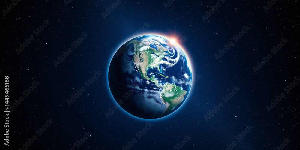 Obraz premium Digital illustration of Earth set against a backdrop of a star-filled universe