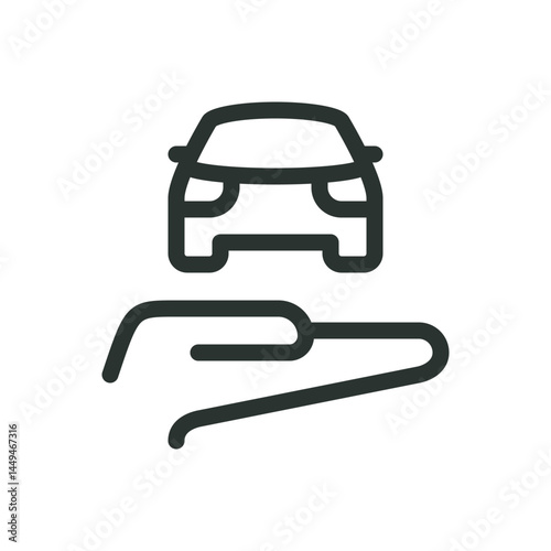 Car hand line icon, car dealership vector symbol with editable stroke