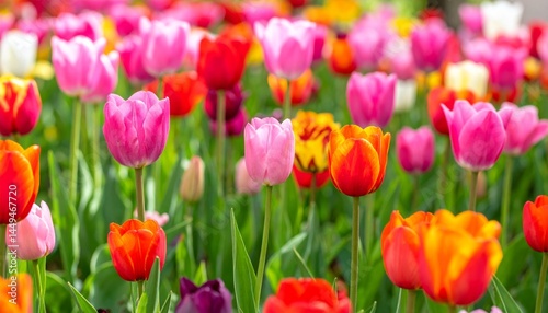 Vibrant Tulip Garden - Colorful Spring Flower Background