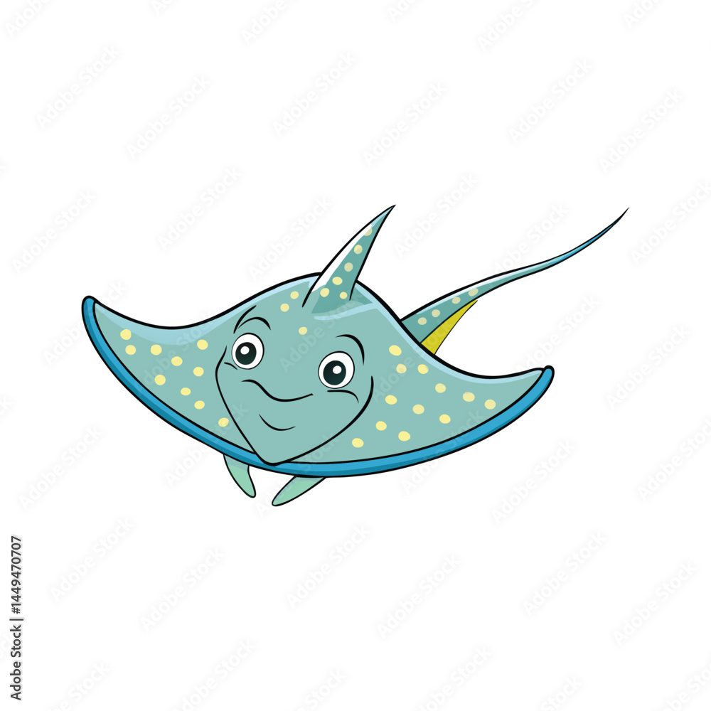 Obraz premium vector cute stingray with sparkles on white background