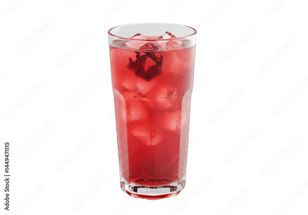 Crimson refreshment Ice hibiscus and a tall glass Crimson refreshment Ice hibiscus and a tall glass
