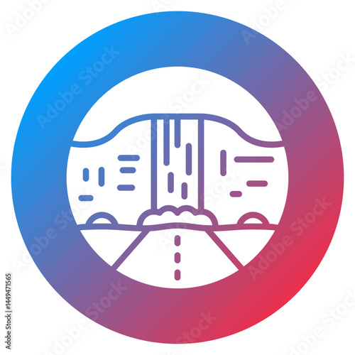 Roadside Waterfall Vector Icon