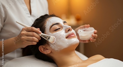 A peaceful spa moment with a facial mask being applied by a brush
