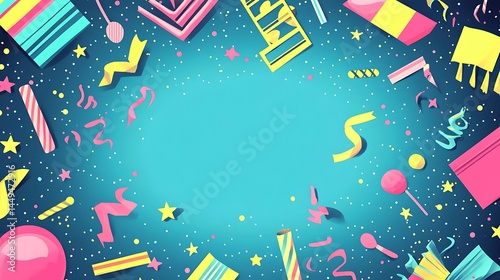 Vibrant Festive Party Background Design Colorful Celebration Fun Joy Fun Blue Pink Teal Gifts Candy 