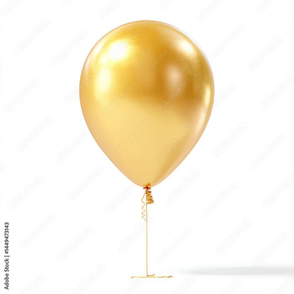 Single gold balloon, glossy finish, on a white background
