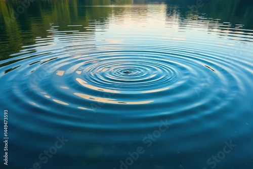 Symmetrical lake ripples radiating outwards from center, outdoor, surface