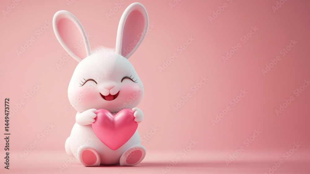 Cute rabbit holding a heart Cute rabbit holding a heart