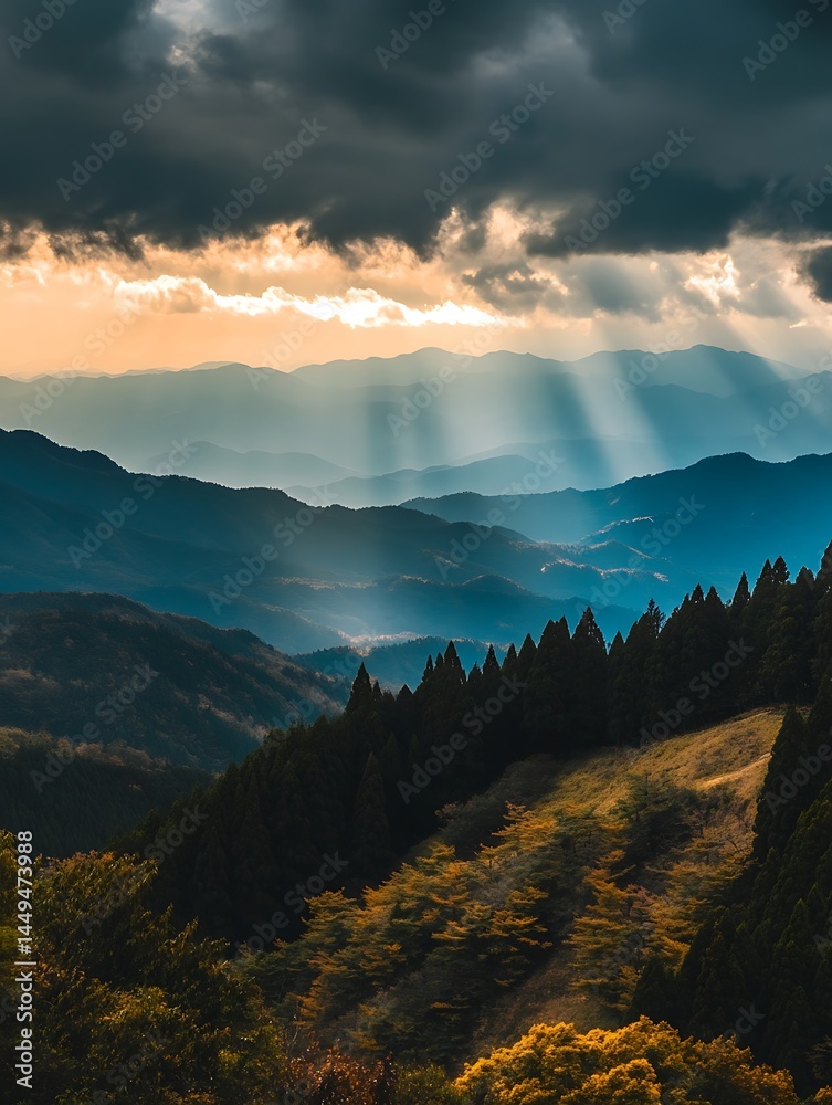 Obraz premium Dramatic Cloudscape Over Mountain Peaks