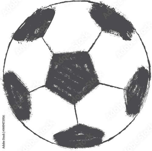 Soccer ball in grunge style. Football hand drawn with brush strokes. Grunge football ball on white background.