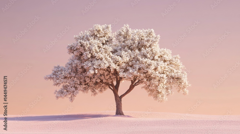 Solitary White Tree on Pink Desert Solitary White Tree on Pink Desert