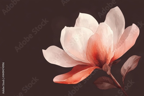 A delicate, artistic depiction of a magnolia flower.