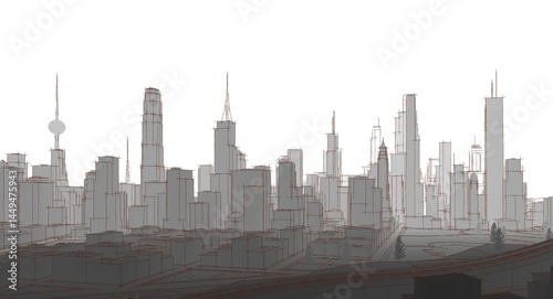Photography modern city metropolis 3d illustration