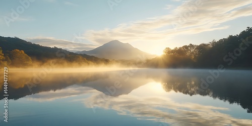 Mountain lake in the morning