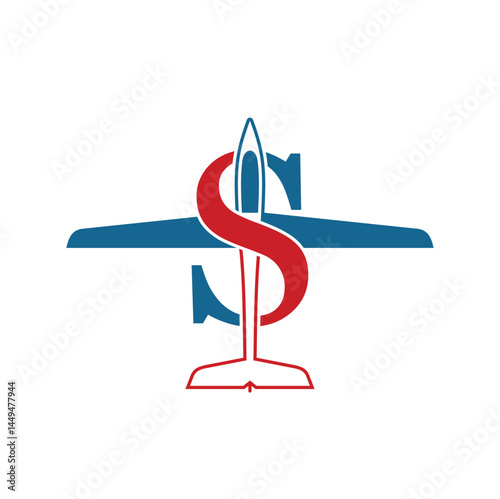 illustration of glider combined with letter s, vector art.