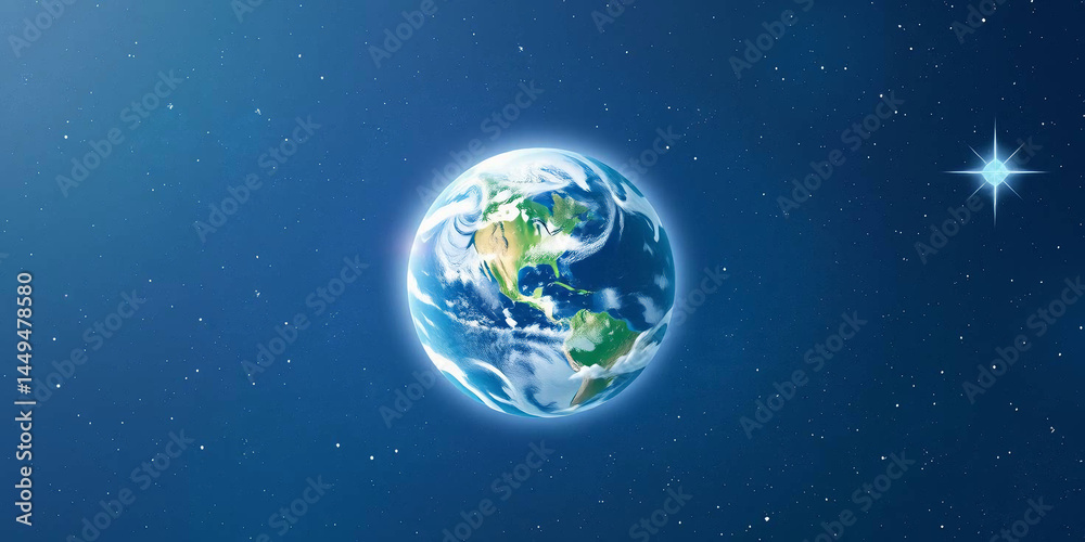 Fototapeta premium Digital illustration of Earth set against a backdrop of a star-filled universe