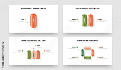Service Showcase 1 2 3 4 Option Infographic Frame Design Set. Visual Insight One Two Three Four Element Diagram Slideshow Layout Vector Illustration Bundle.