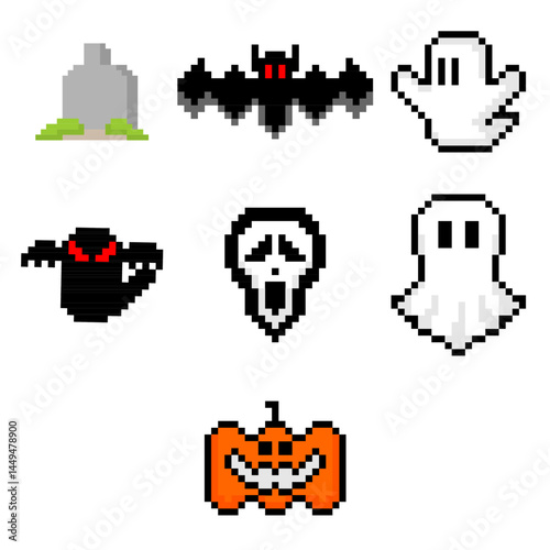 spooky pixel-art illustration