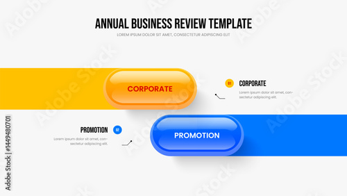 Digital Visualization Presentation Design Vector Illustration. Service Portfolio Two Option Infographic Slideshow Layout. Sales Proposal 2 Step Diagram Slide Template.