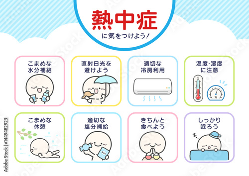 熱中症対策ポスター、シンプルな人物02