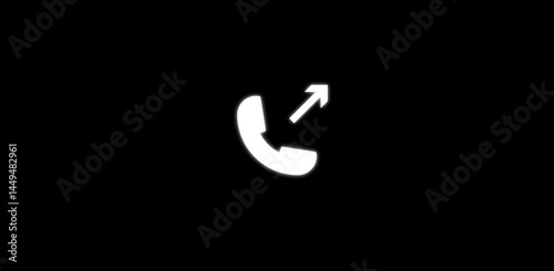 Phone Receiver with Arrow Representing Outgoing Call 4k Motion Graphics Video Footage with Alpha Channel