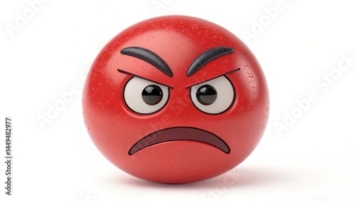 An angry red emoji with dark eyebrows and a frowning mouth, full of dramatic expression.