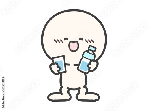 熱中症対策 水分補給 水と人物