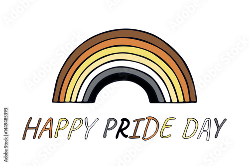 Colorful rainbow shape Bear brotherhood pride flag Happy pride day LGBTQIA community Pride Month Vector hand drawn doodle for posters, stickers, logo, cards