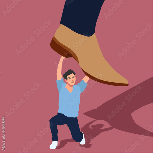 mental health man under pressure and stepped on in flat illustration