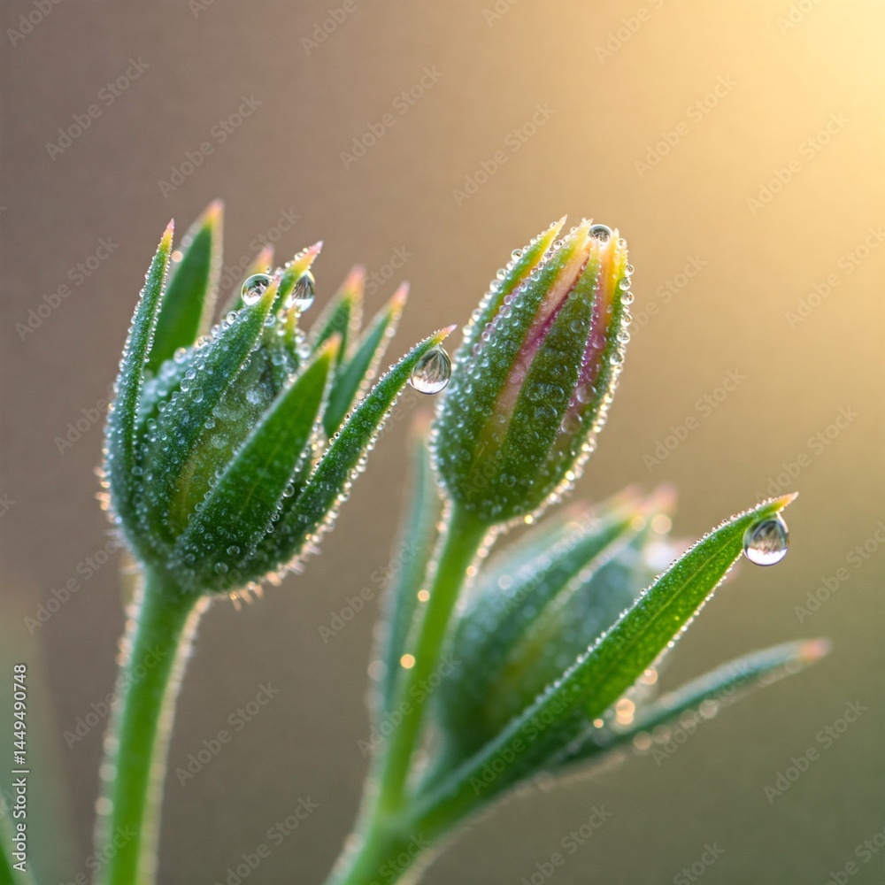 Macro of dew-covered flower bud just before blooming Macro of dew-covered flower bud just before blooming