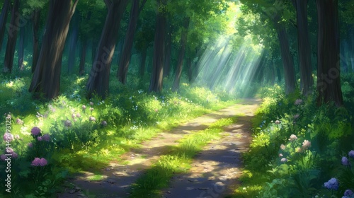 Sunlit Forest Path