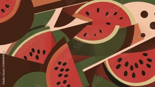 Abstract Watermelon Art: A Vibrant Summer Fruit Pattern