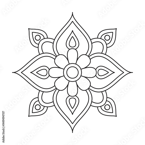 Spiral Bloom Mandala for Coloring Book Page
