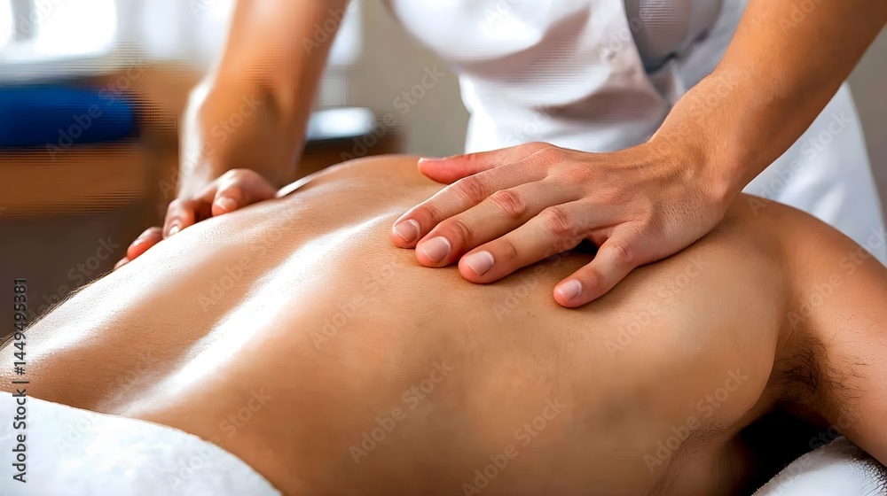 Fototapeta premium Relaxing Back Massage Therapy Spa Wellness - Wellbeing