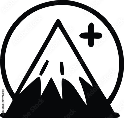 A black and yellow triangle sign on white shows a hazard warning symbol for danger and caution