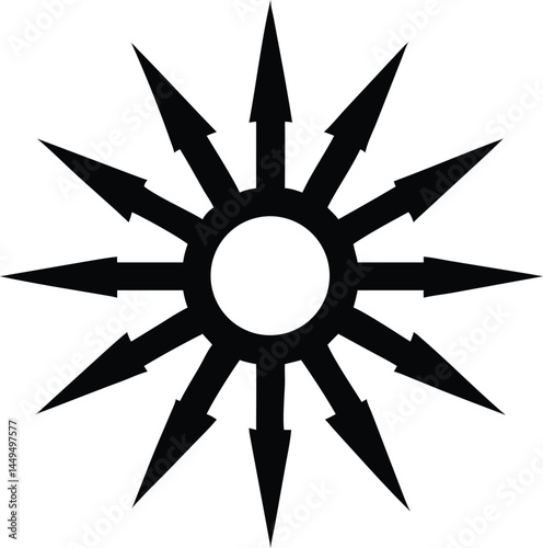 Arrow points radiate outward from the central circle, representing expansion and convergence