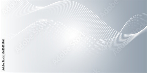 Gray and white abstract background with flowing particles. Digital future technology concept. vector illustration. EPS 10