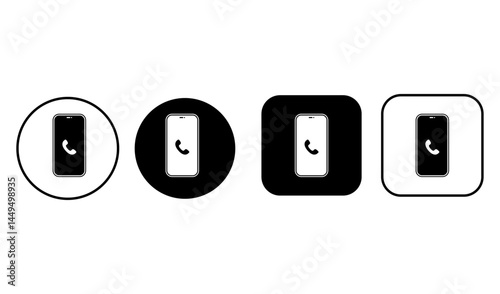 Set of buttons with device screen with phone icon for web design