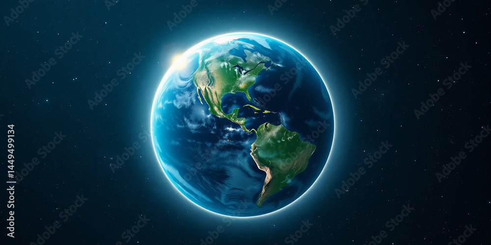 Fototapeta premium Digital illustration of Earth set against a backdrop of a star-filled universe