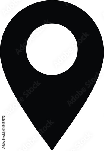 Black map pin icon indicates location in a simple and effective way for everyone