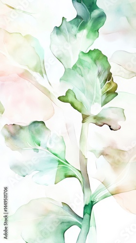 Delicate Botanical Watercolor Painting: A Soft Floral Impression