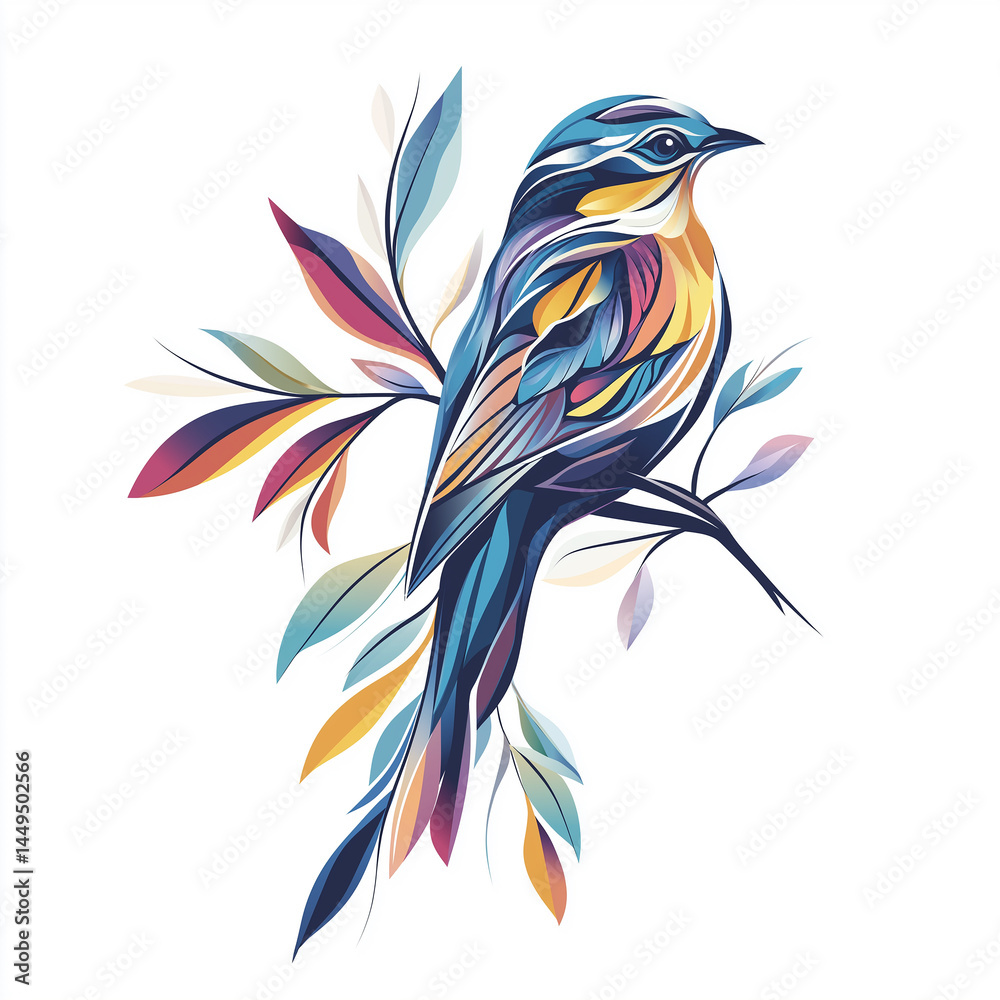 A colorful bird perched on a branch, with vibrant feathers, showcasing the beauty and harmony of nature. A colorful bird perched on a branch, with vibrant feathers, showcasing the beauty and harmony of nature.