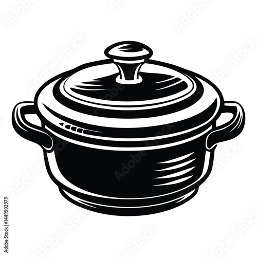 Pot line art vector illustration, electric pressure cooker, Cooking Pot Silhouette Vector