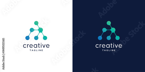Innovate  meta ball icon , symbol, initial , technology logo design. universal neuron, biotechnology molecule atom DNA chip symbol.	
