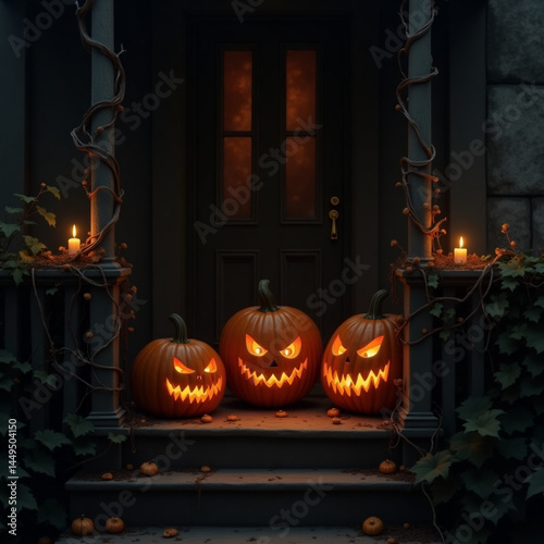 halloween pumpkin on a window