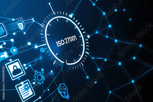 ISO 27001, ISO certification, ISO 27001 certified business, Information security management system. International Organization for Standardization. businessman doing ISO verification on a laptop	